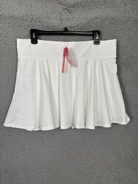 Ewedoos White Pleated Tennis Skirt/Skort X-Large Built-In Shorts Pocket NWT's